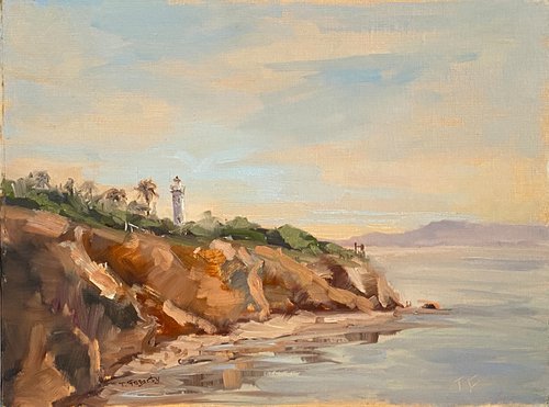 Point Vicente Lighthouse plein air by Tatyana Fogarty