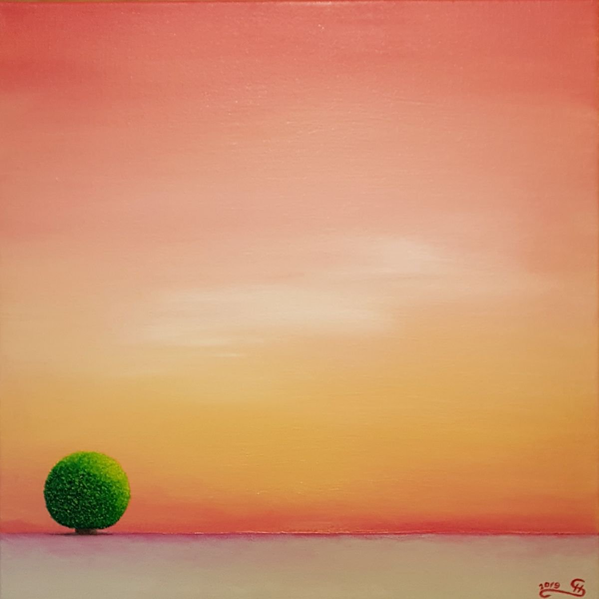 Lone tree #16, 40x40cm, ready to hang by Silvija Horvat