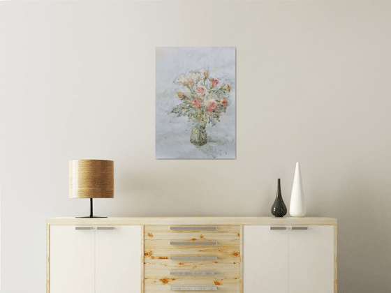 Roses in vase 19,7x27,5 in.