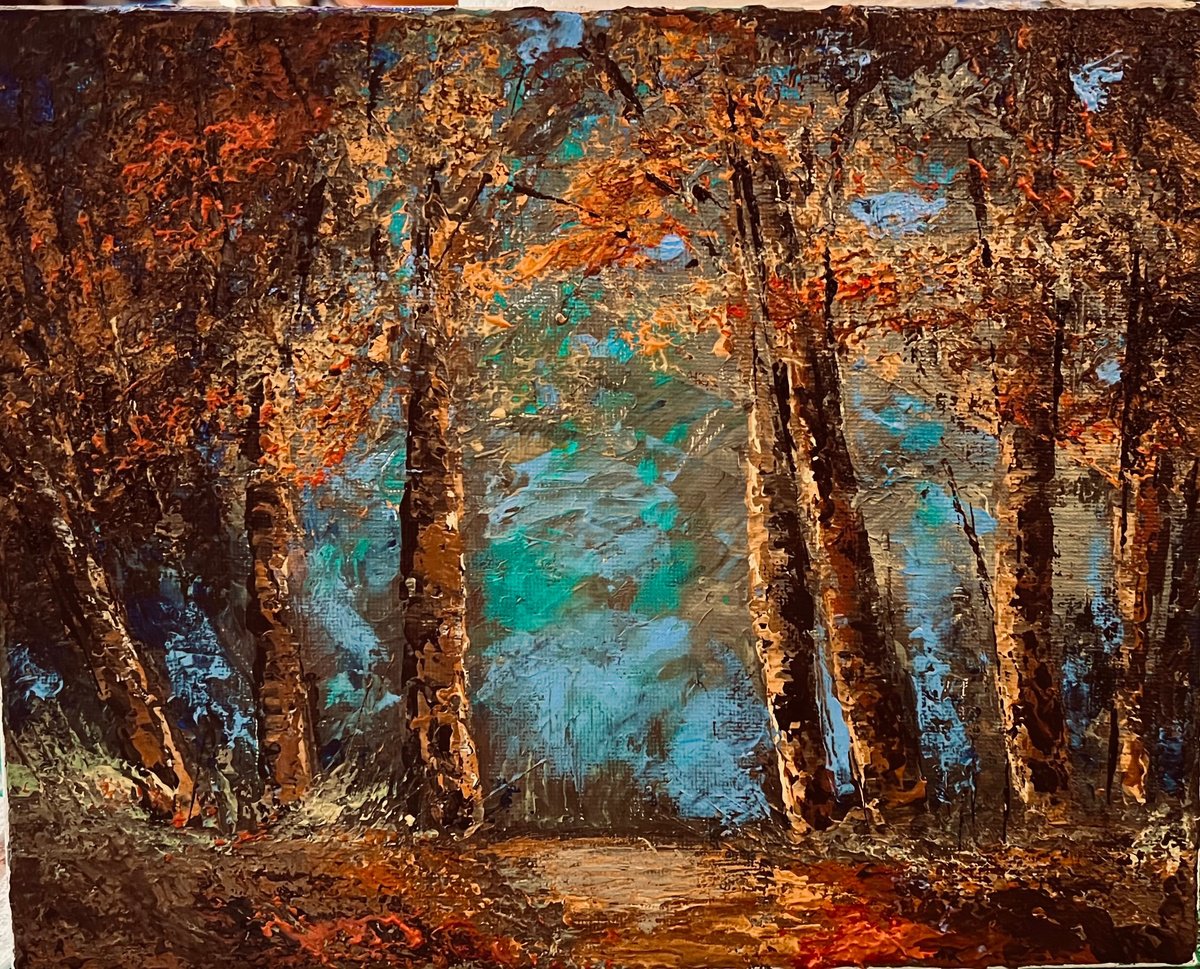 Impressionistic Landscape Acrylic Painting By Carolyn Shoemaker (Soma), 10 X 8, Tree Series #2, Original Artwork