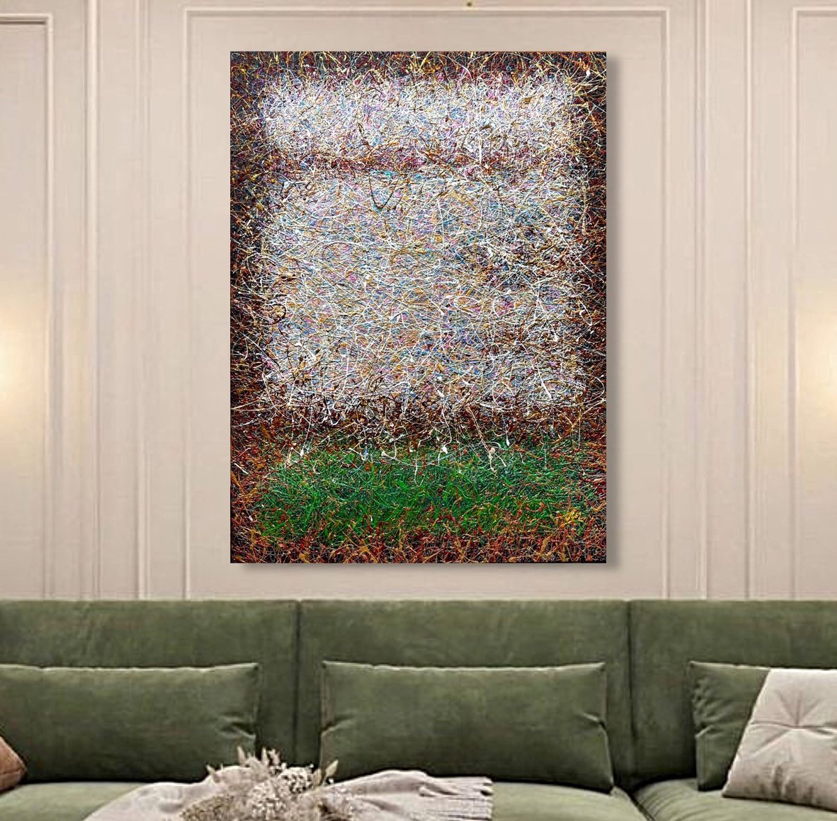 Abstract Acrylic Painting By Nadiia Antoniuk, 38 X 51", Haze, Original Artwork