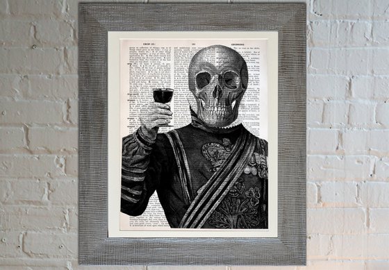 Cheers - Collage Art Print on Large Real English Dictionary Vintage Book Page