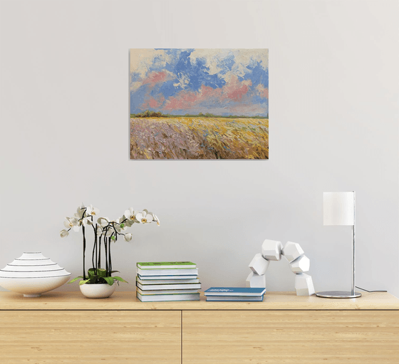 Pastel Sky Field Landscape.