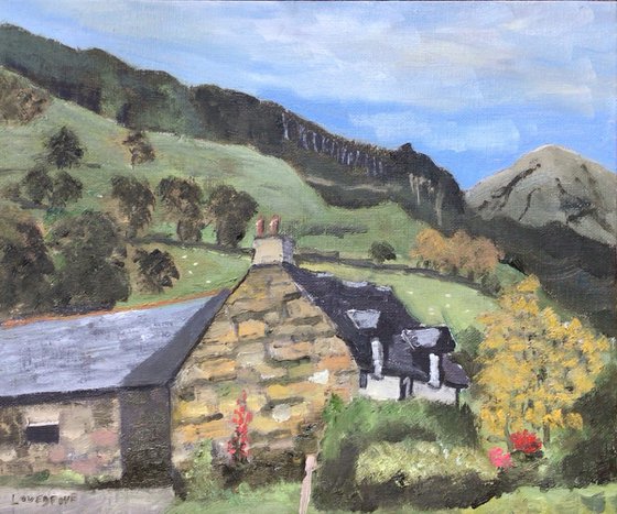 Welsh farmhouse oil painting