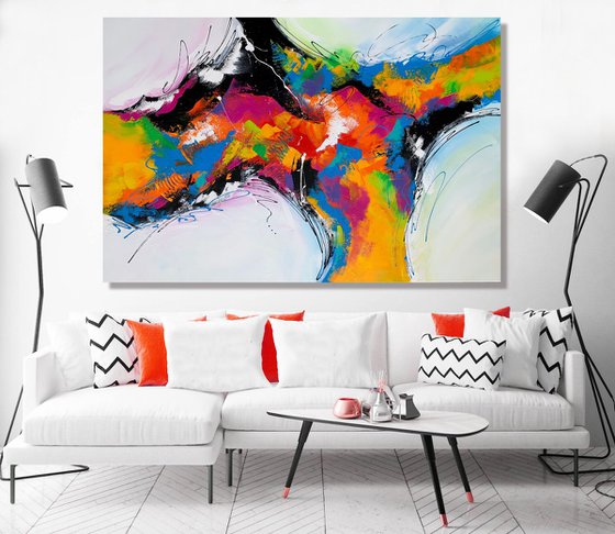 Mind Games  - XL LARGE,  COLORFUL,  ABSTRACT ART – EXPRESSIONS OF ENERGY AND LIGHT. READY TO HANG!