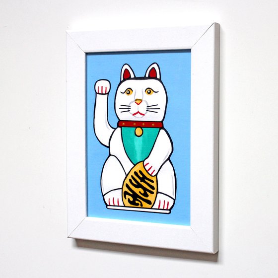 Lucky Cat Pop Art Painting on Unframed A5 Paper