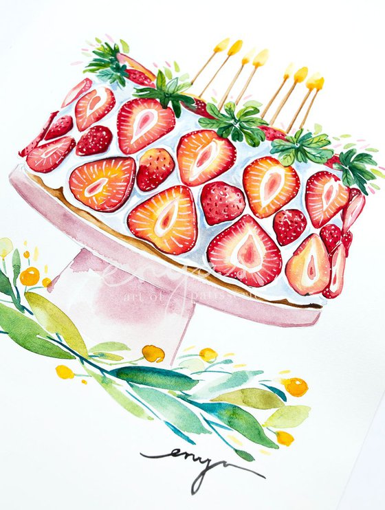 Strawberry birthday cake