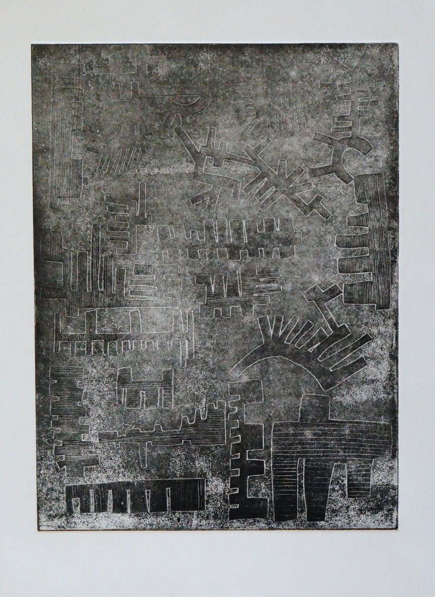 Geometric Abstract Etchings & Engravings By Anna Jannack, 11 X 15, Etched Shapes Ii, Original Artwork