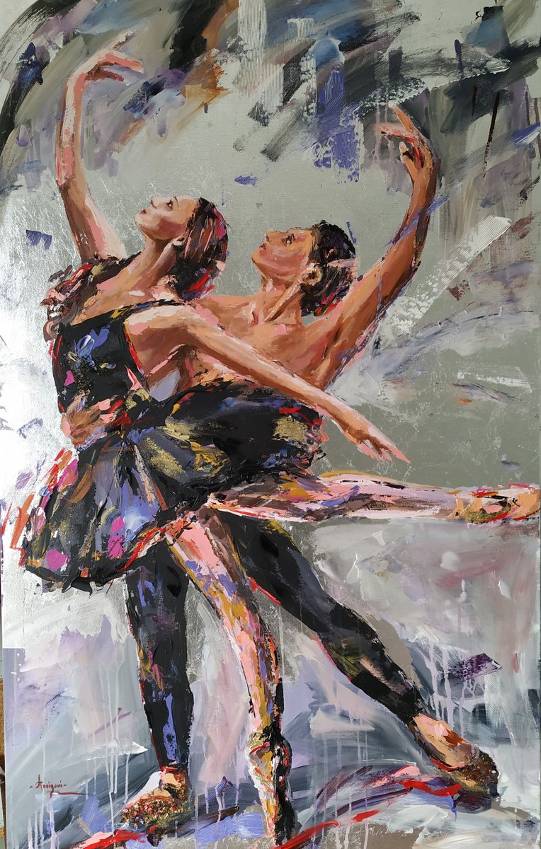 Romeo and Juliet - Ballerina painting-Ballet painting by Antigoni Tziora