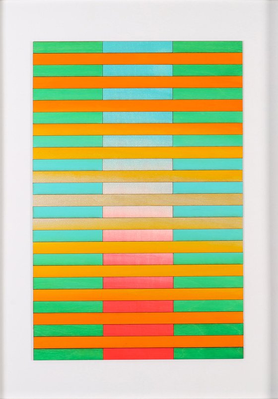 Three Panel Abstract Geometric Gradient Painting Number Eight