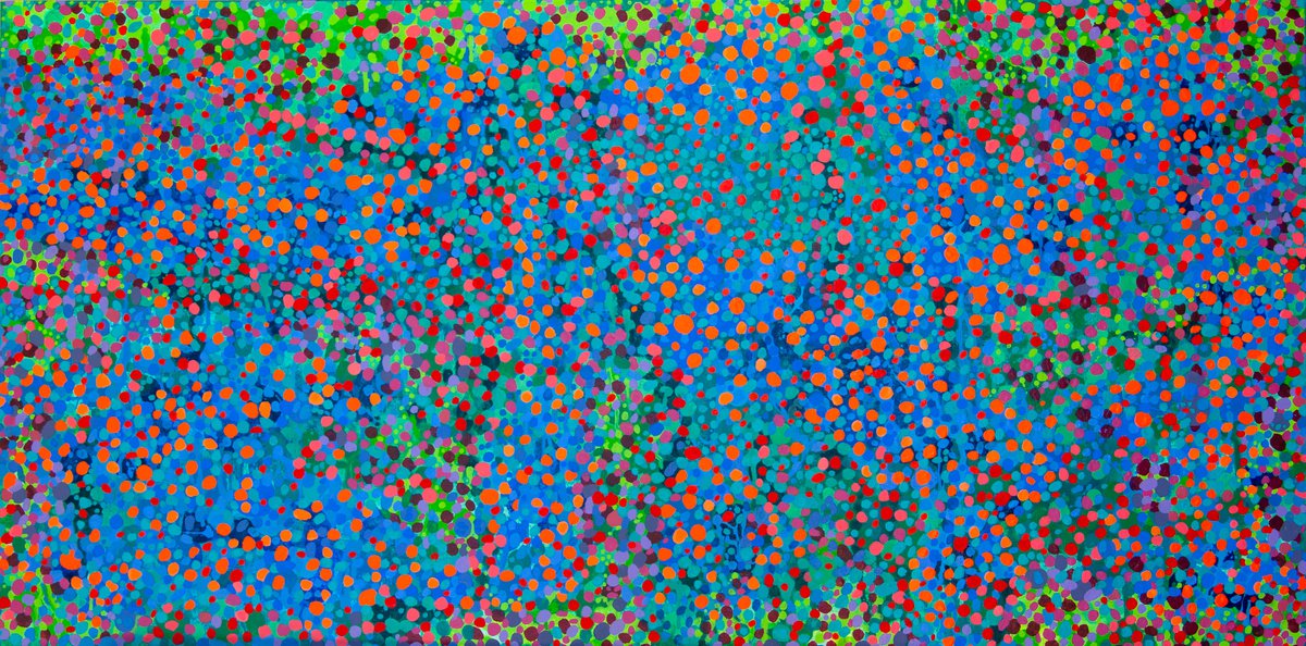 Impressionistic Abstract Acrylic Painting By Josephine Window, 48 X 24", Brightness 3, Original Artwork