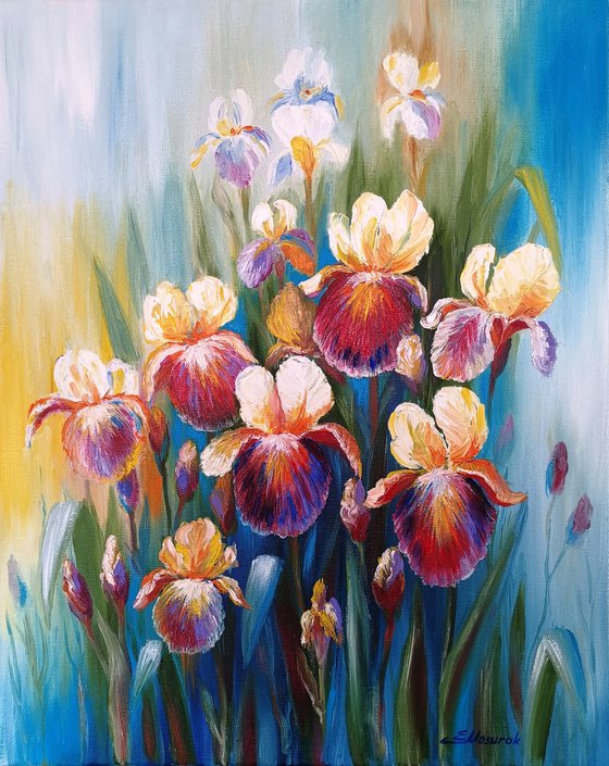 Iris, oil painting