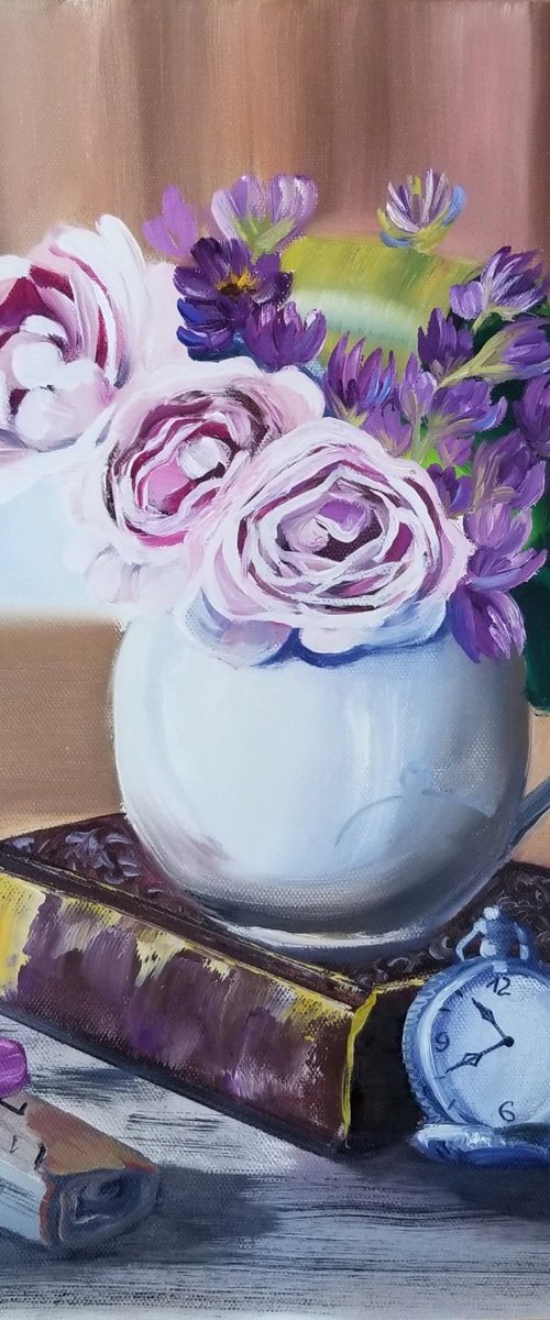 Purple Flowers in Vintage by Alexandra Tomorskaya/Caramel Art Gallery