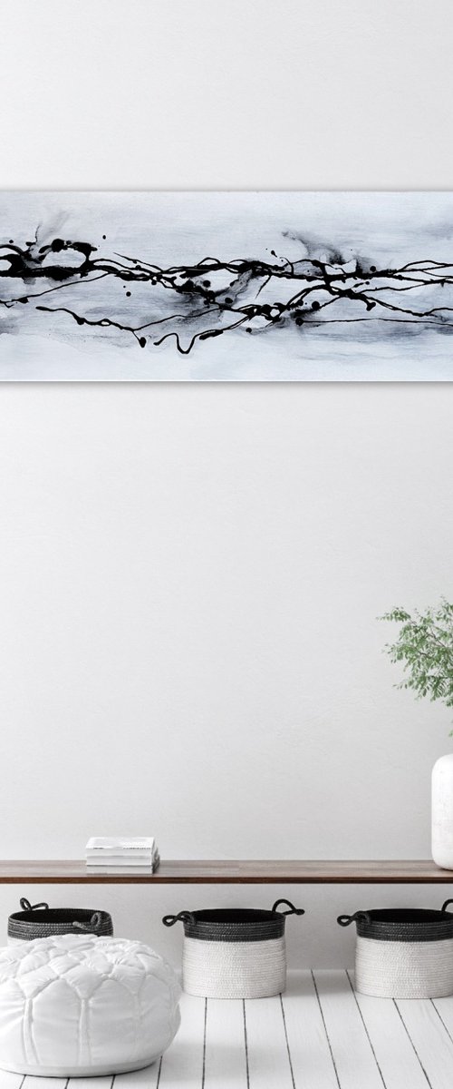 Monochrome Grey Flow Abstract by Carol Wood