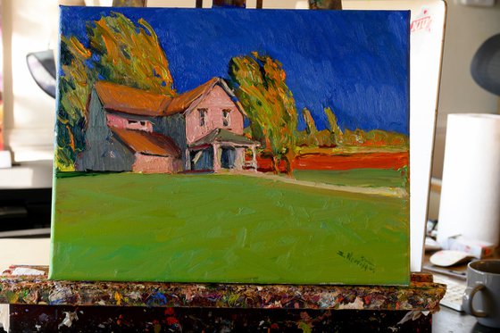 Farmhouse in Midwest. Windy Day