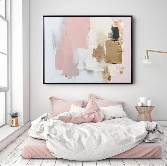 Large Pink and Gold Abstract