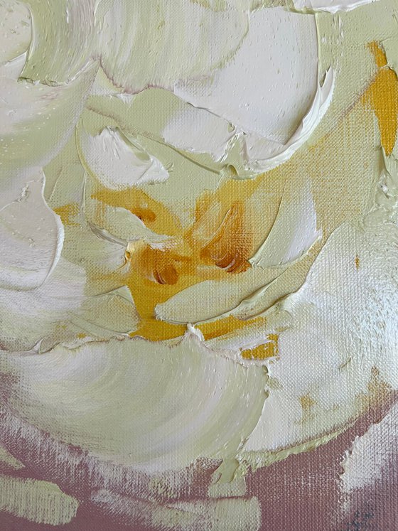 Creamy dreams 3 - yellow flowers, gentle peony, abstract flowers set