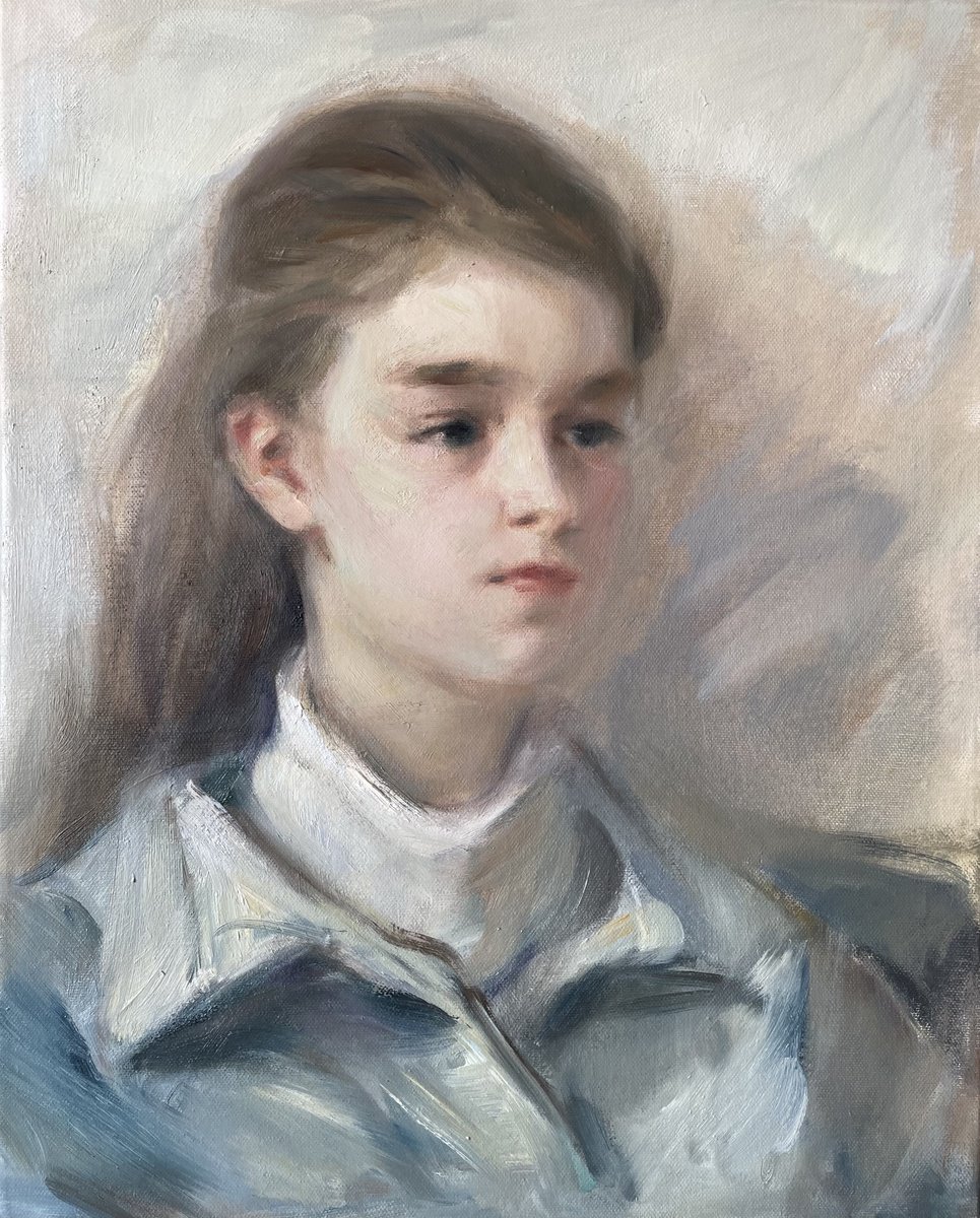 Impressionistic Portrait Oil Painting By Denys Kovalyk, 16 X 20, Youth, Original Artwork