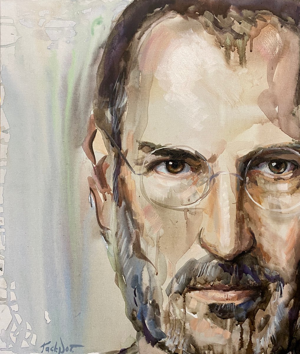 Steve Jobs portrait watercolor painting oil portrait canvas art Original wall art by Evgeny Potapkin
