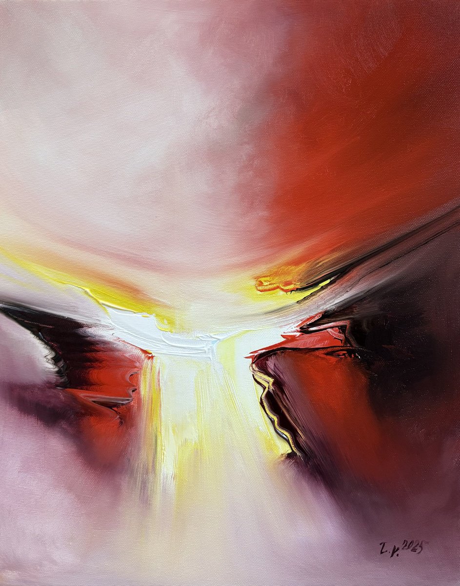 Abstract Landscape Acrylic Painting By Timea Valsami, 16 X 20", Wings Of Icarus Ii, Original Artwork