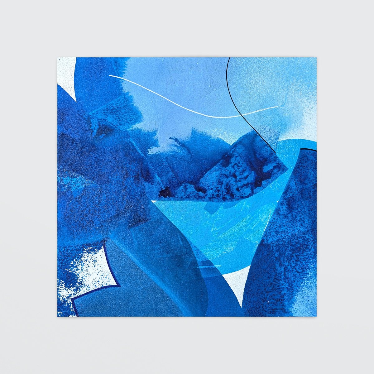 Abstract Painting By Smit Khond, 12 X 12", Blues, Iv, Original Artwork