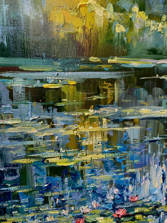 "The Waterlily Pond"original oil painting by Artem Grunyka