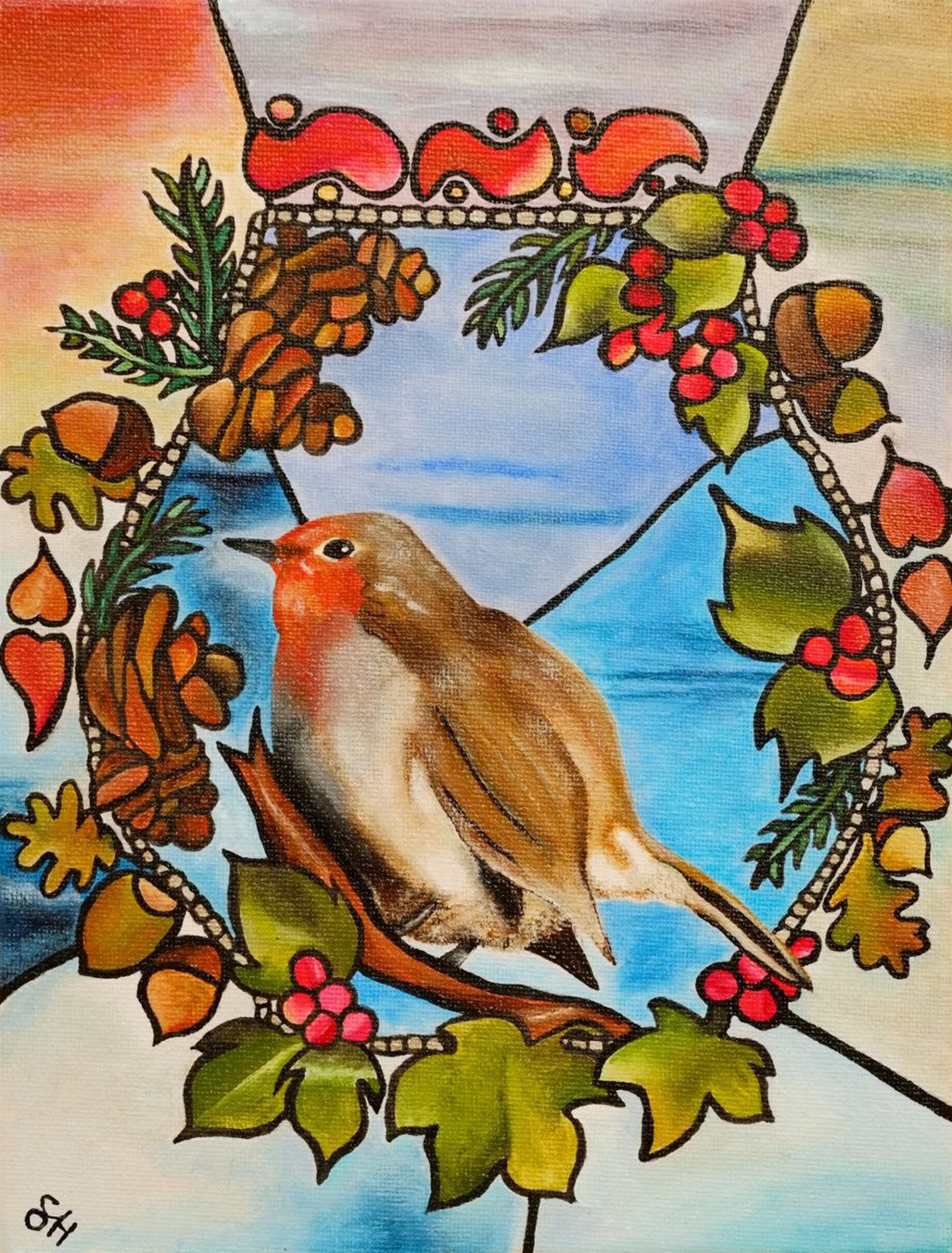Little Robin Acrylic Painting By Saskia Huitema Artfinder