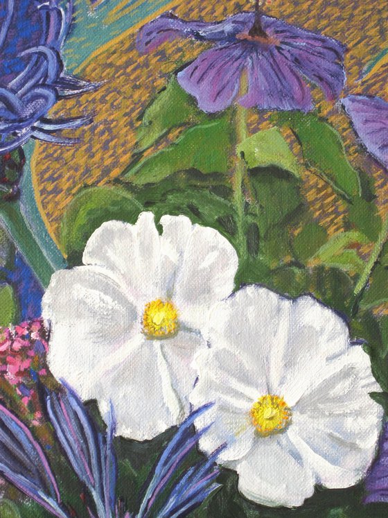 Mixed Flowers in a Green Vase
