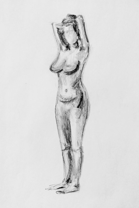 Nude figure. Original nude drawing.