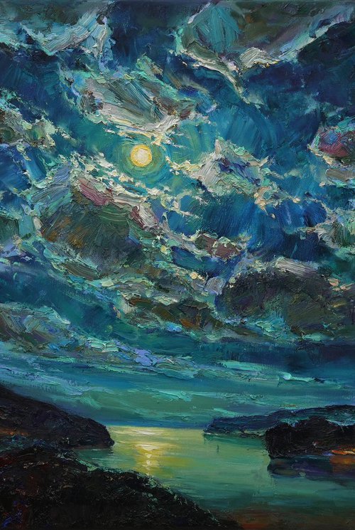 Night over the bay by Alisa Onipchenko-Cherniakovska