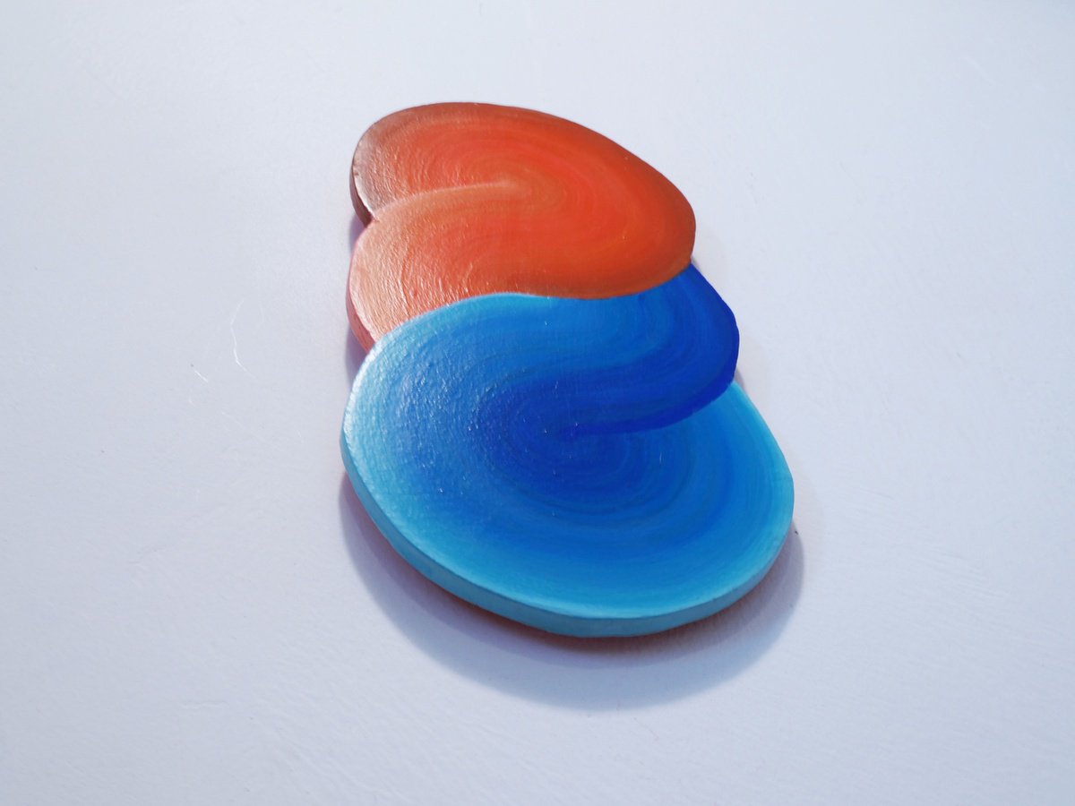 Geometric Landscape Acrylic Painting By Jessica Moritz, 6 X 12, Blue Like An Orange, Light Torus, Original Artwork