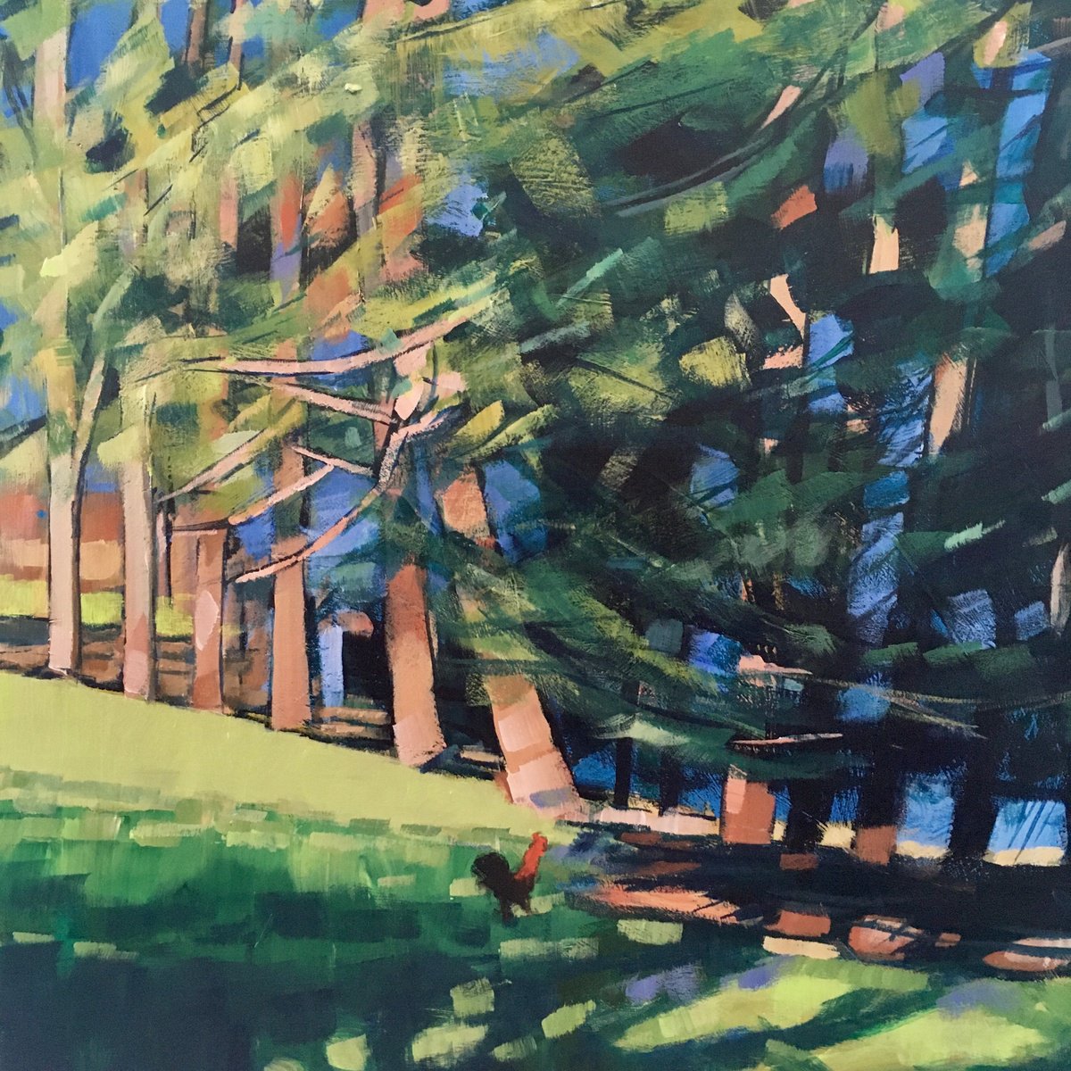 Roosters in the pines Acrylic painting by Stuart Roper | Artfinder