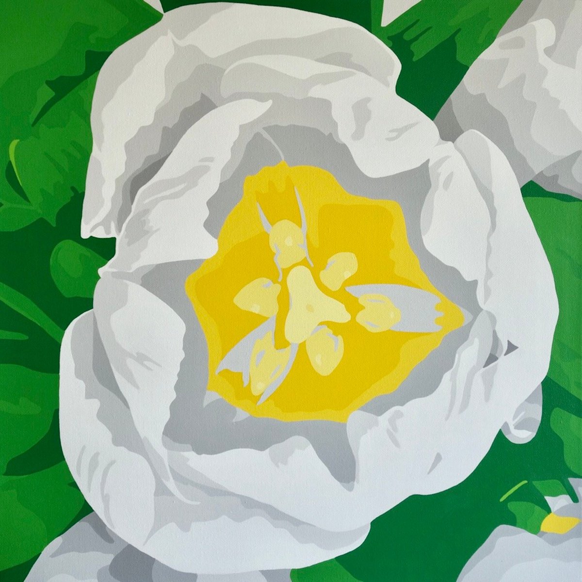 Botanical Acrylic Painting By Susan Porter, 24 X 24", Shine Bright Like A Tulip, Original Artwork