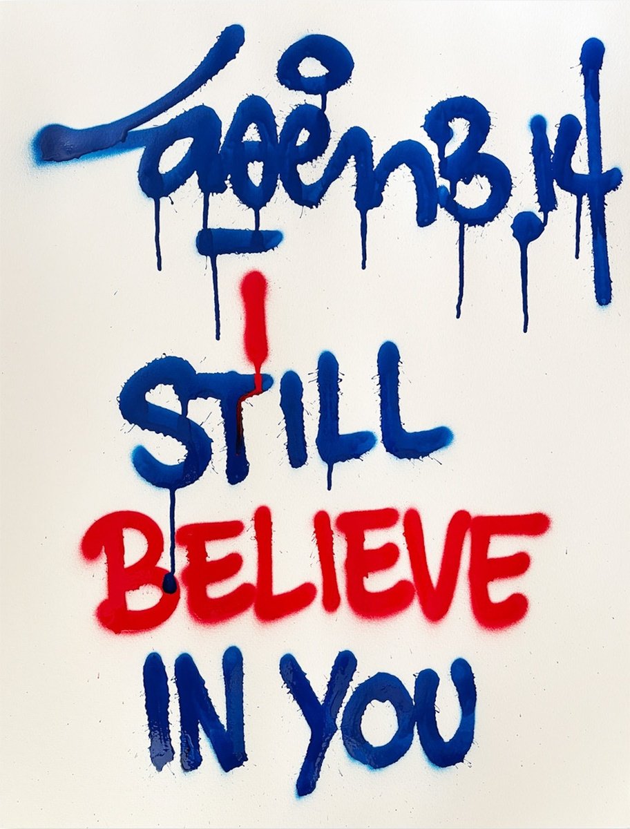 Urban And Pop Abstract Painting By Laser 3.14, 20 X 26", I Still Believe In You, Original Artwork