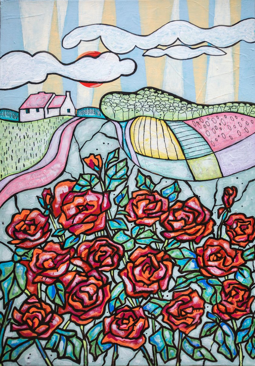 Organic Landscape Acrylic Painting By Ariadna De Raadt, 20 X 28, Each Season Takes Us To Beauty, Original Artwork