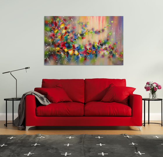 "Melody of the Sunset" VERY LARGE Floral Painting