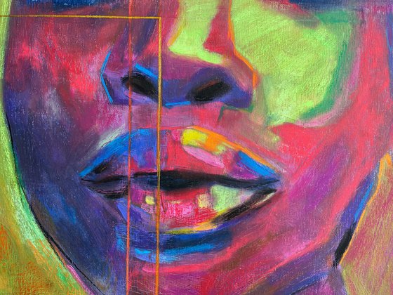 Exploring Identity: Colorful Portrait of an Abstract Vivid Female