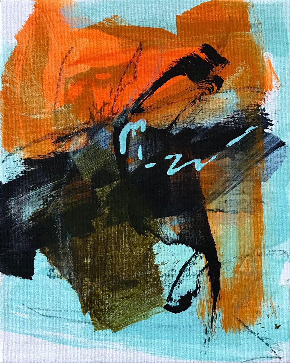 Organic Abstract Acrylic Painting By Kris Haas, 8 X 10", Time Is It, Original Artwork