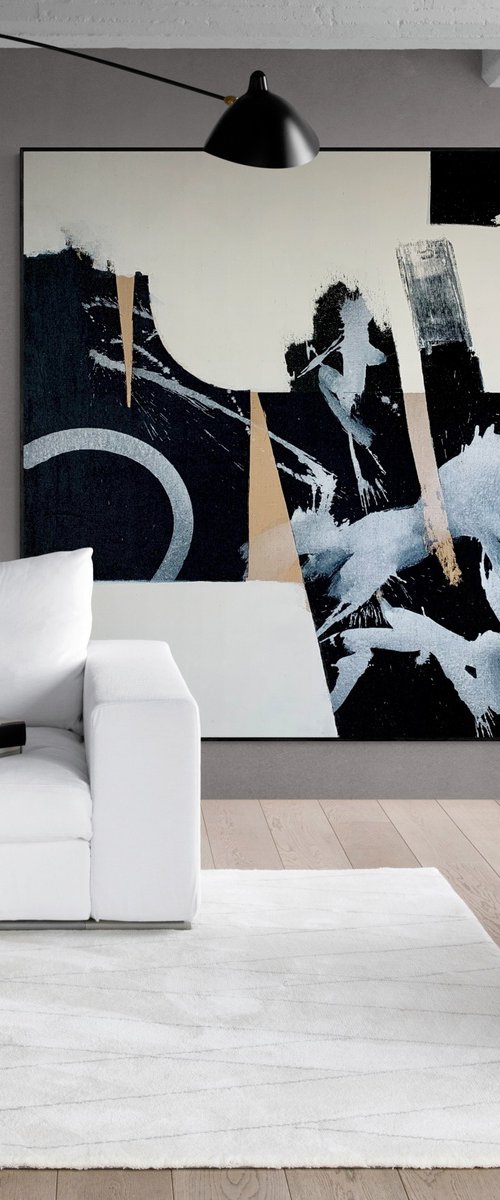 Abstraction No. 3922 black & white minimalism XXL by Anita Kaufmann