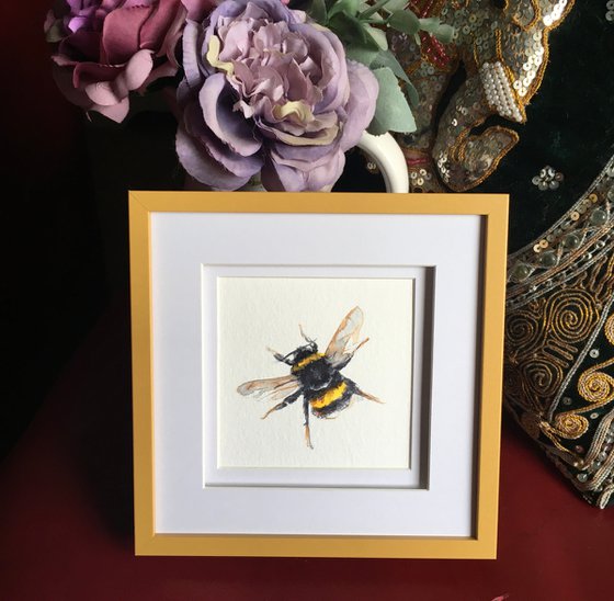 Framed Watercolour Bee 2
