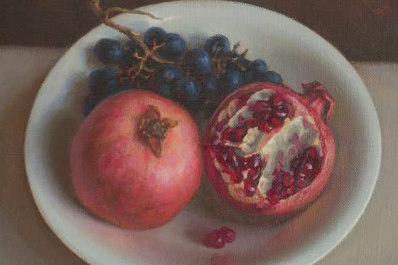 Still life with pomegranates