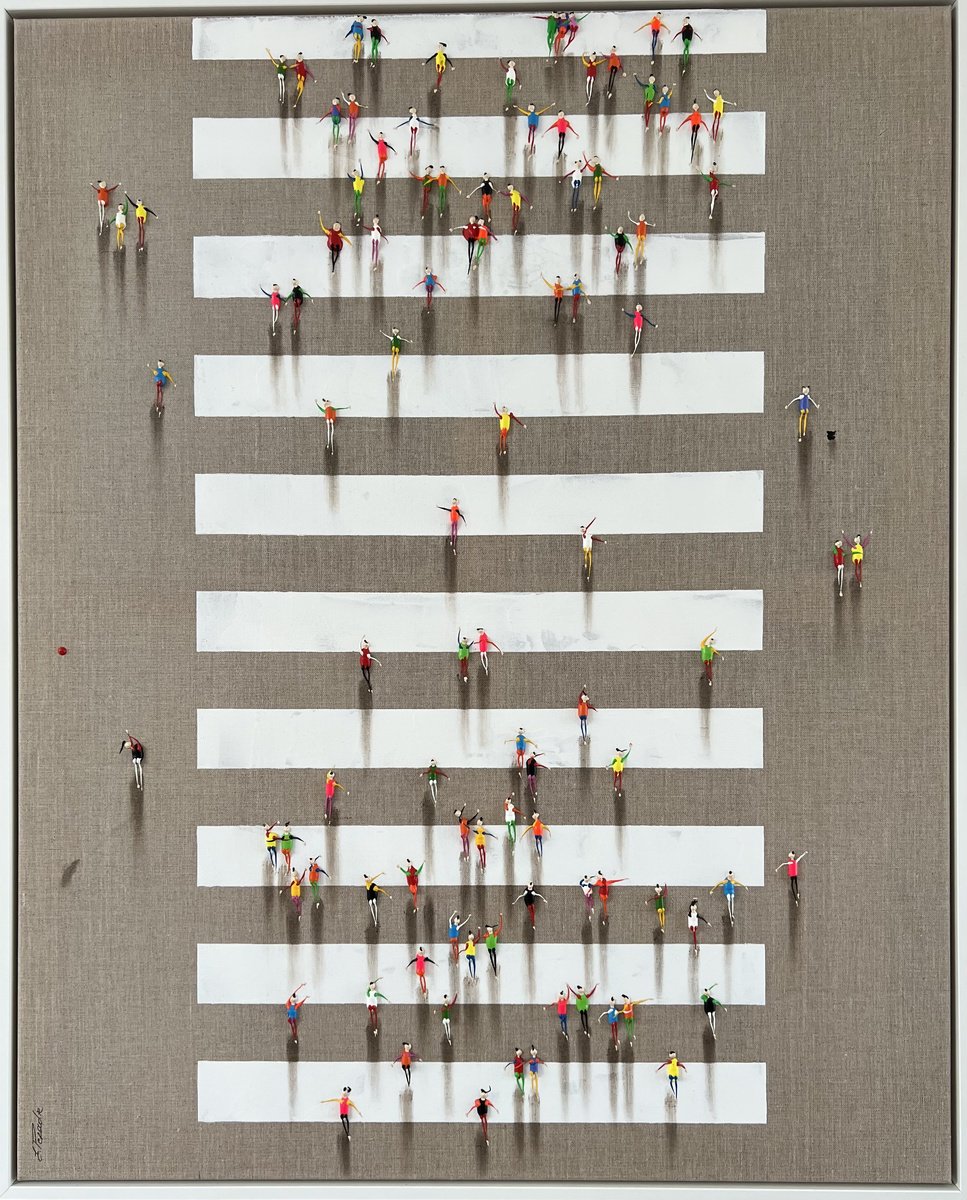 Abstract Portrait Acrylic Painting By Eka Peradze, 33 X 41, Freedom Crosswalk Eka Peradze, Original Artwork