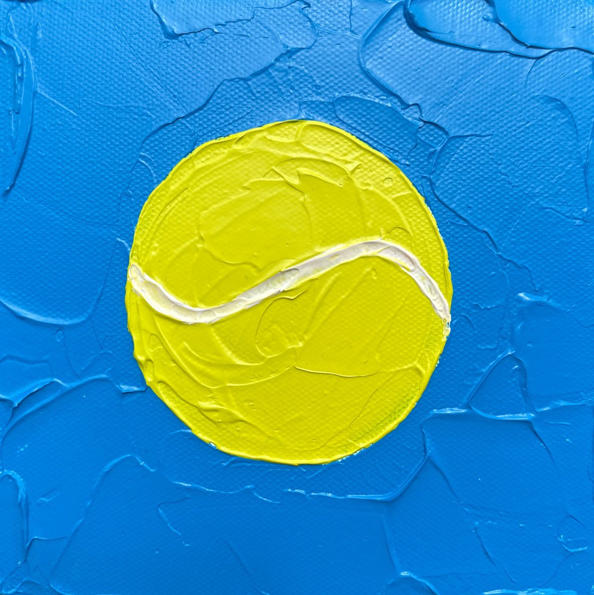 Impressionistic Still Life Acrylic Painting By Guzaliya Xavier, 6 X 6, Tennis Ball, Original Artwork