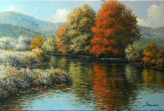 Beauty of the river,  fineart impressionism, river, landscape,  30 % discount !