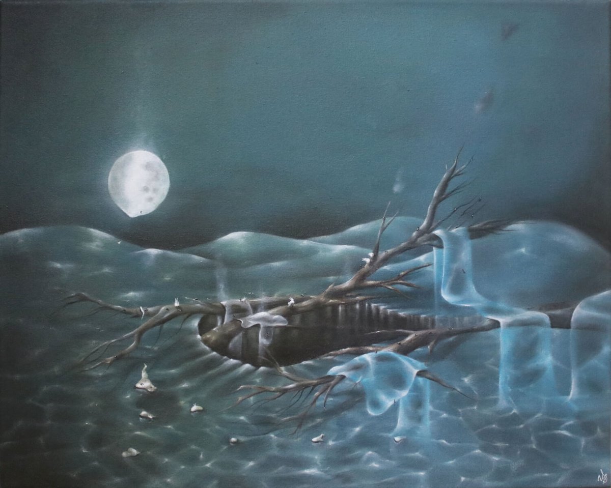 Surrealistic Landscape Oil Painting By Vanessa T Stefanova, 20 X 16", Everything Melts, Original Artwork