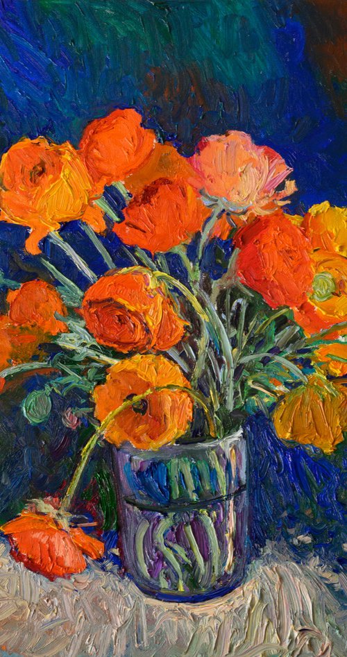 Orange Ranunculus Flowers by Suren Nersisyan