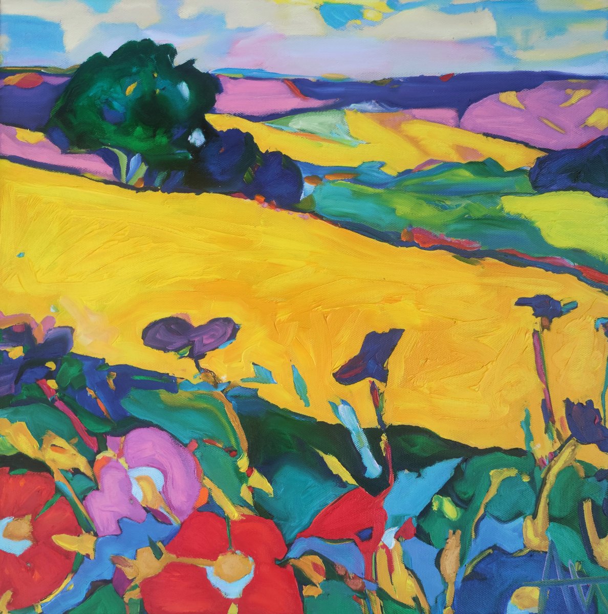 Wildflowers and Wheat Fields by Angie Wright