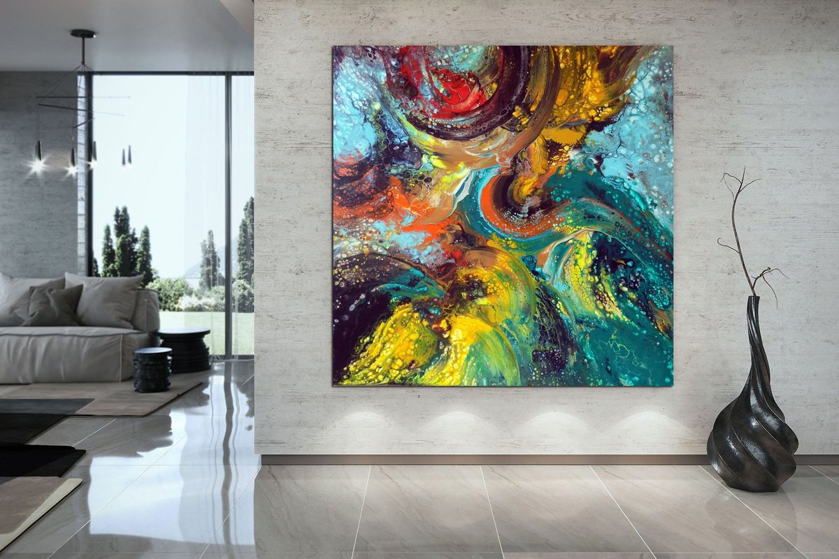 Abstract Acrylic Painting By Areti Ampi, 39 X 39, Abstract 106, Original Artwork