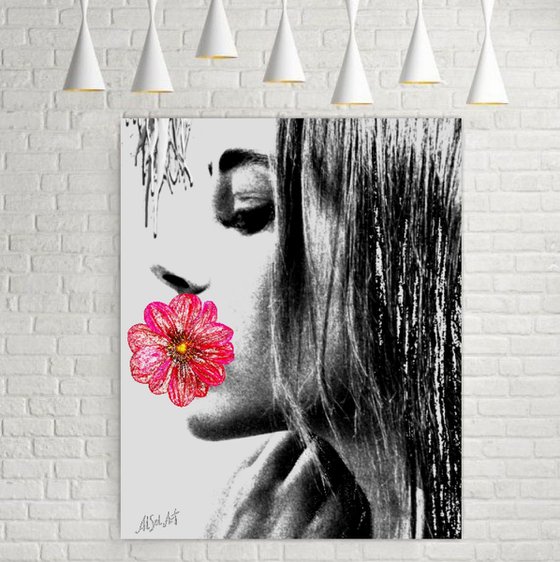 Girl with Flower in Profile