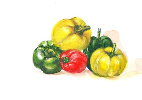Still life with capsicums 5 by Asha Shenoy